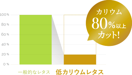 一般的なレタスに比べてカリウム80%以上カット！